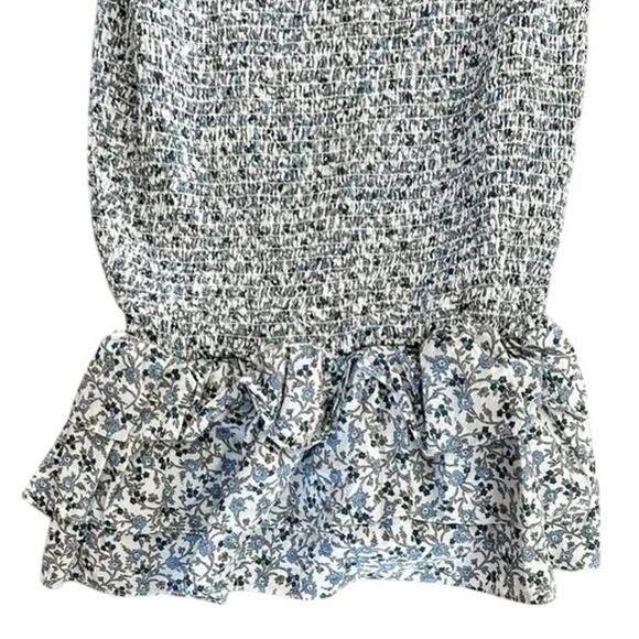 Mable Blue Floral Knot Front Smocked Sleeveless  Midi Dress Size Large - Picture 7 of 10